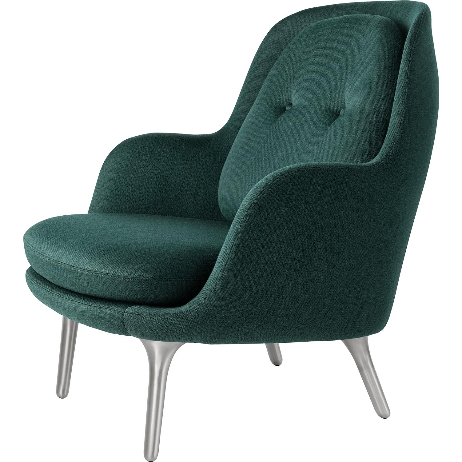 Fritz Hansen Fri Lounge krzesło aluminium, Balder Dark Green