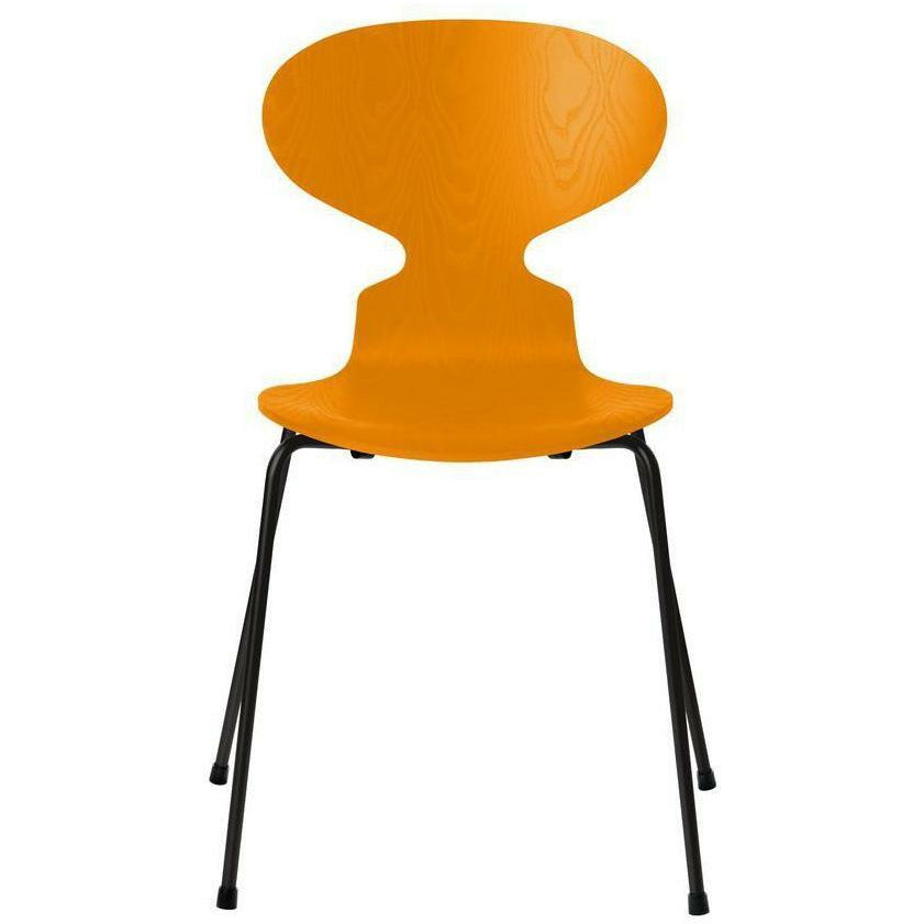 Fritz Hansen Ant Chair Dyed Ash Burnt Yellow Bowl, Black Base