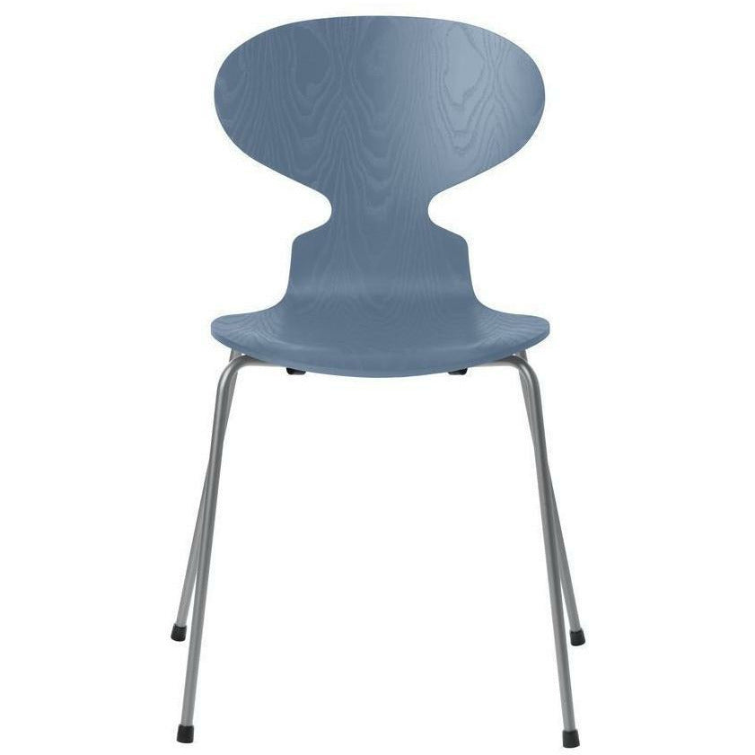 Fritz Hansen Ant Chair Dyed Ash Dusk Blue Bowl, Silver Grey Base