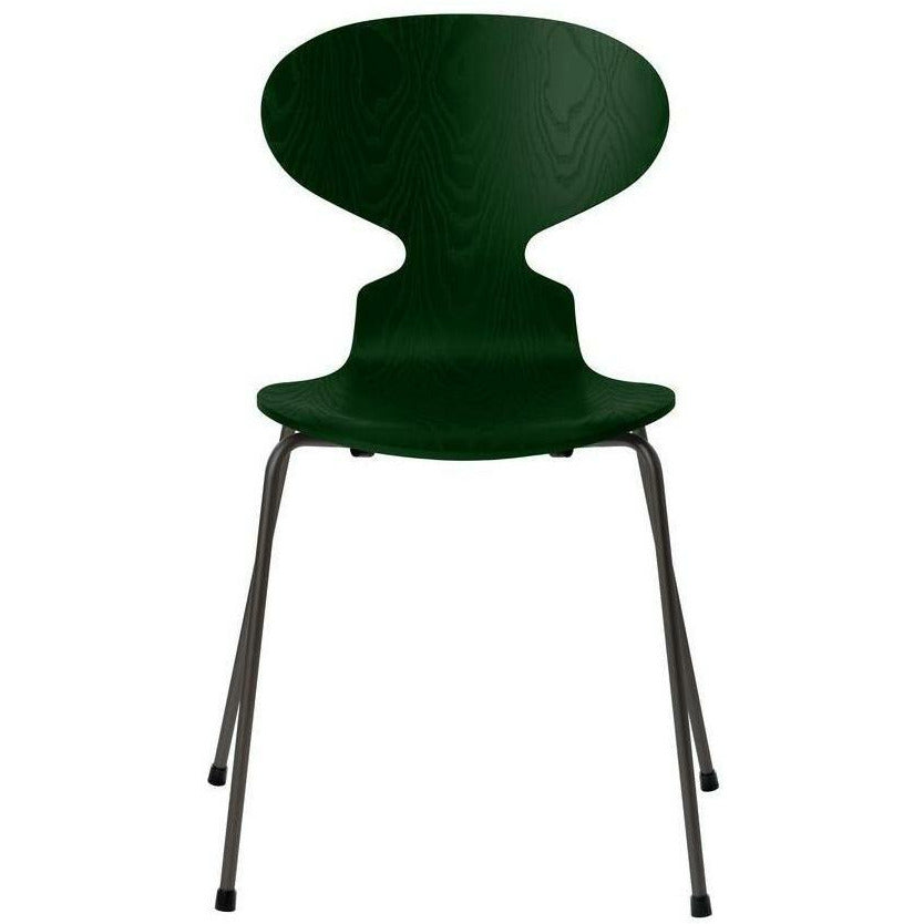 Fritz Hansen Ant Chair Dyed Ash Evergreen Bowl, Warm Graphite Base