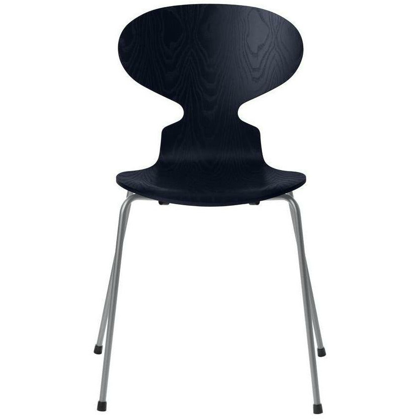 Fritz Hansen Ant Chair Dyed Ash Midnight Blue Bowl, Silver Grey Base