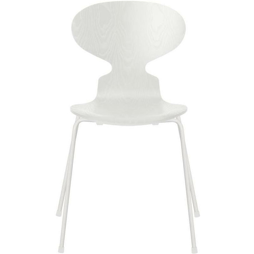 Fritz Hansen Ant Chair Dyed Ash White Bowl, White Base