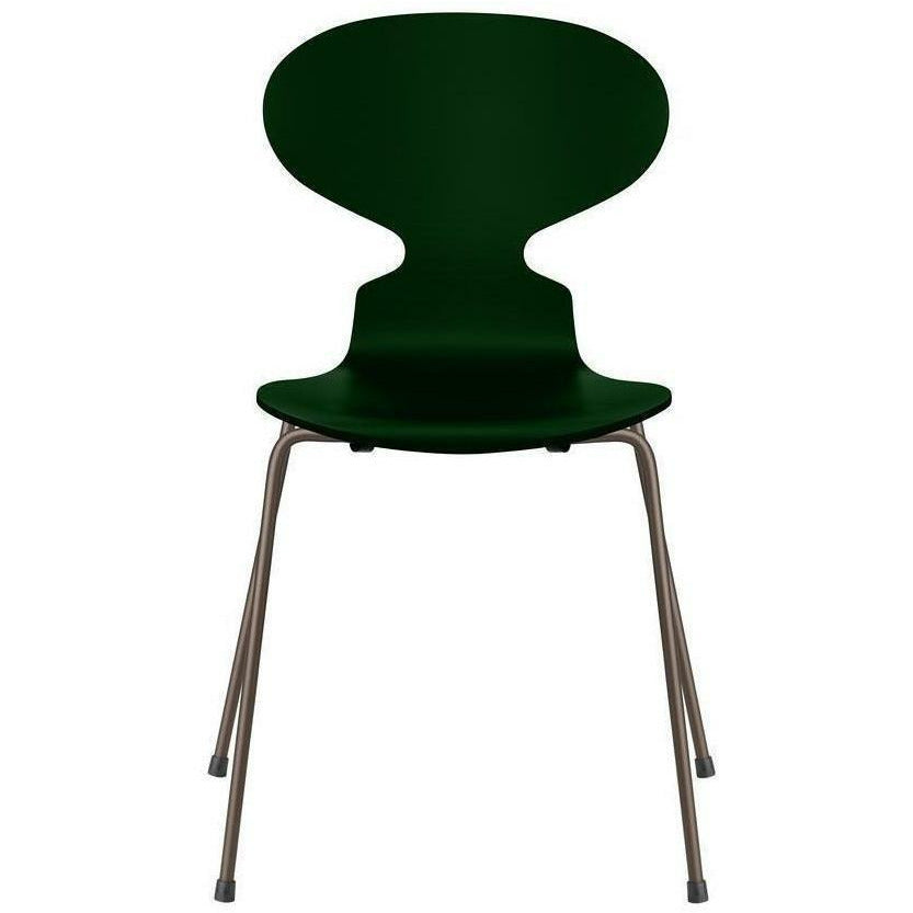 Fritz Hansen Ant Chair Lacquered Evergreen Bowl, Brown Bronze Base