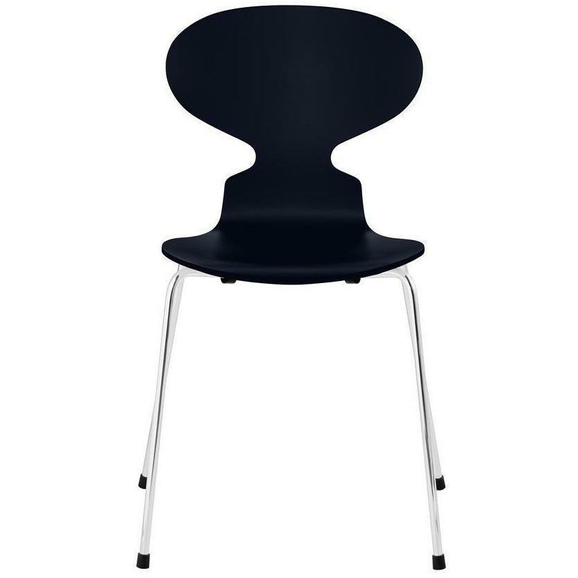 Fritz Hansen Ant Chair Lacquered Midnight Blue Shell, Chrome Plated Steel Base