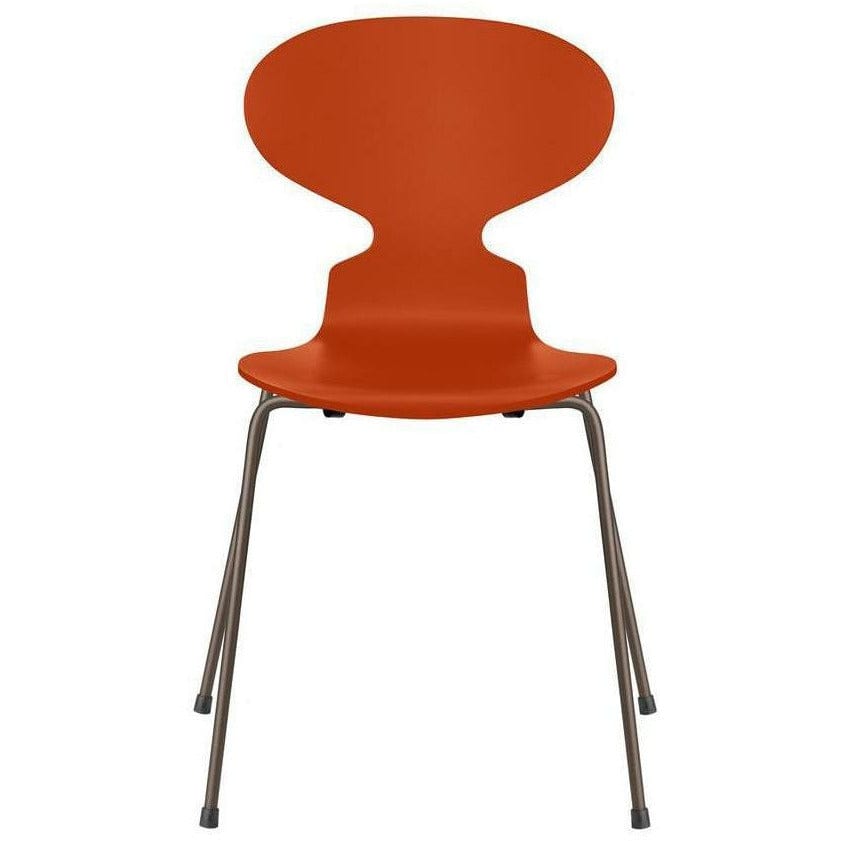 Fritz Hansen Ant Chair Lacquered Paradise Orange Bowl, Brown Bronze Base