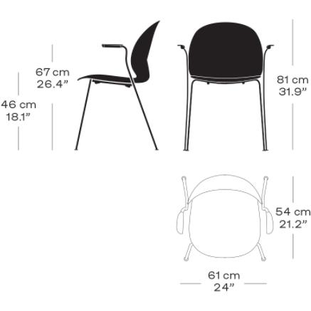 Fritz Hansen N02 Recycle krzesło ze stalowym 4 -nogawkowym chromestem, czarnym, czarnym