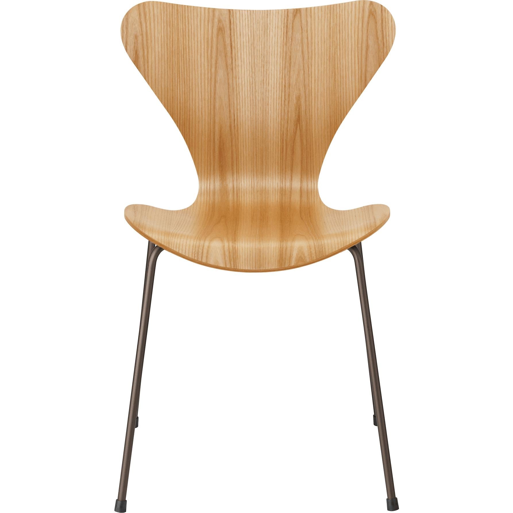 Fritz Hansen Series 7 Chair Veneer Elm Bowl, Brown Bronze Base