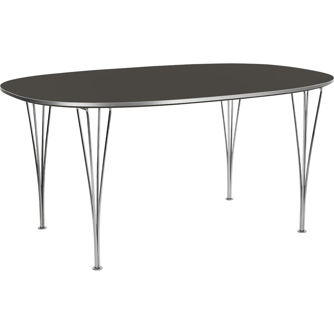 Fritz Hansen Superellipse Dining Table Chrome/Grey Bromo Veneer, 120 X180 Cm