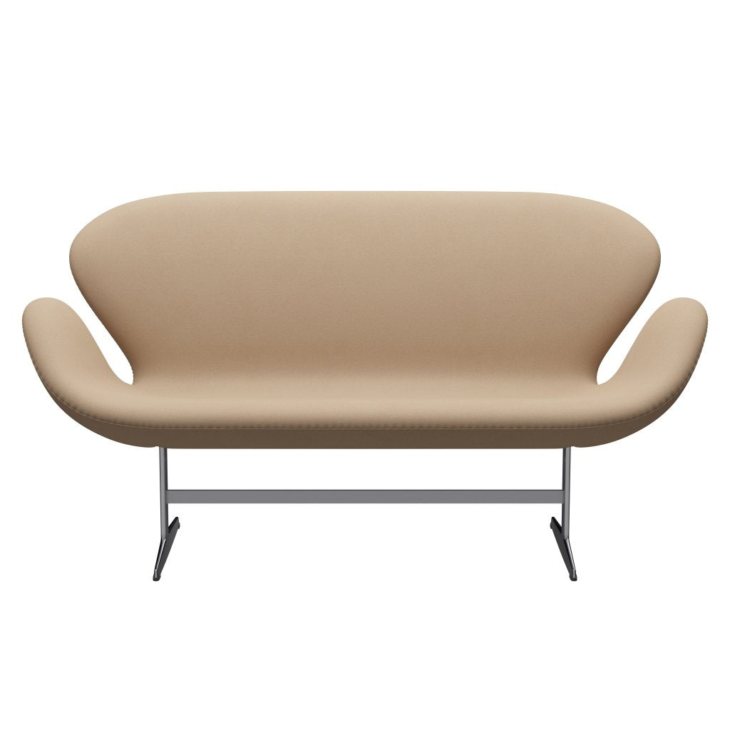 Fritz Hansen Swan Sofa 2, satynowy szczotkowany aluminium/komfort beżowy (61003)