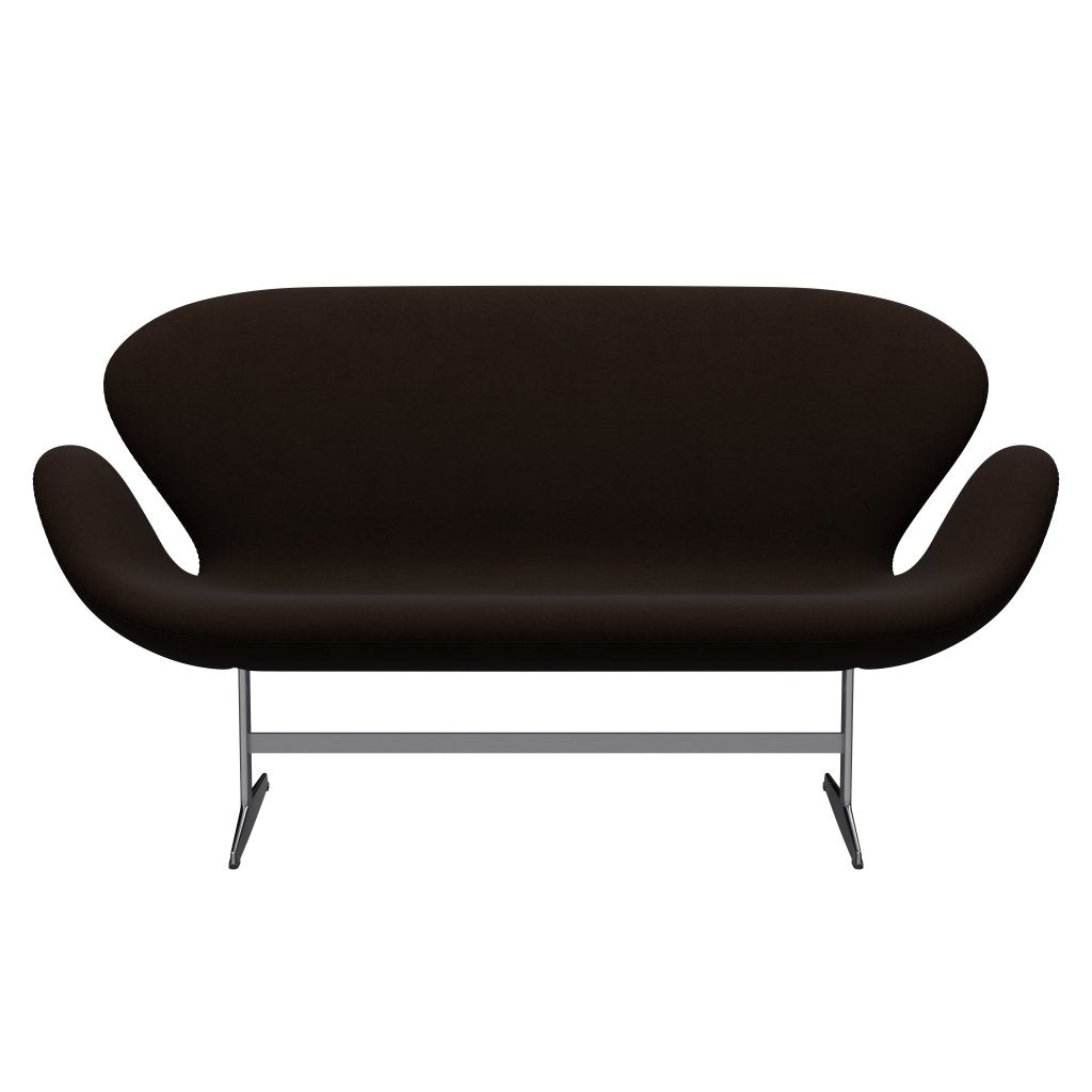 Fritz Hansen Swan Sofa 2 Seater, Satin Brushed Aluminium/Comfort Brown (01566)