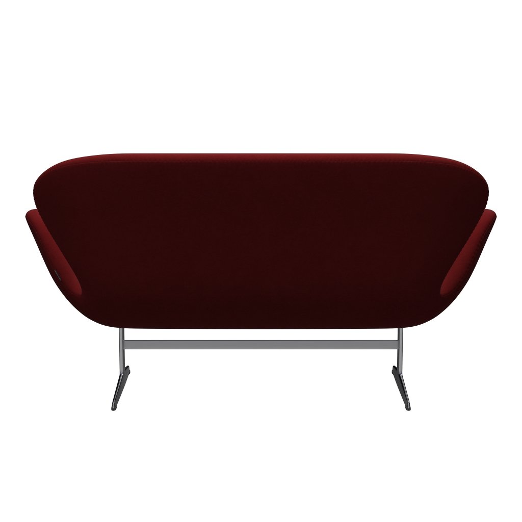 Fritz Hansen Swan Sofa 2, satynowy szczotkowany aluminium/komfort ciemnoczerwony (01153)