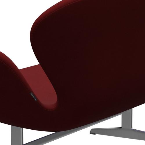 Fritz Hansen Swan Sofa 2 Seater, Satin Brushed Aluminium/Comfort Dark Red (01153)