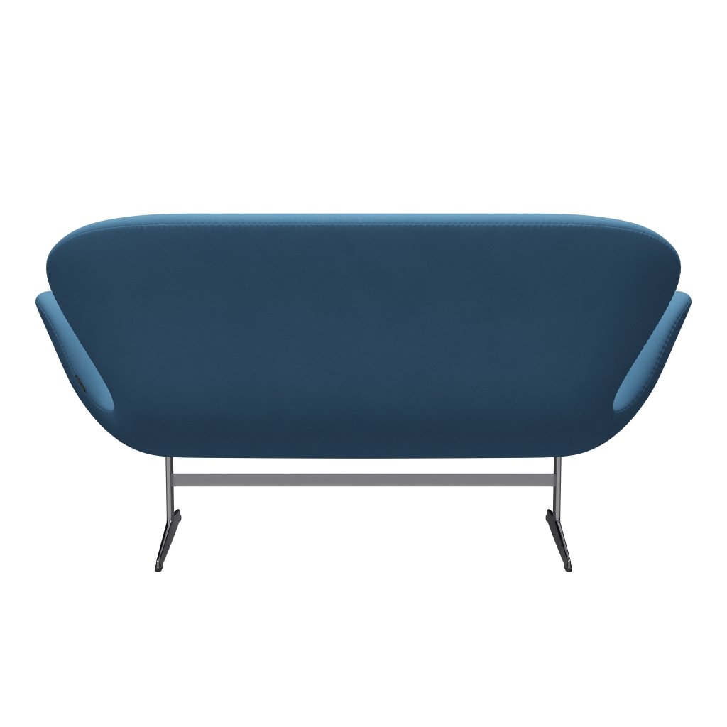 Fritz Hansen Swan Sofa 2 Seater, Satin Brushed Aluminium/Comfort Light Blue (01124)