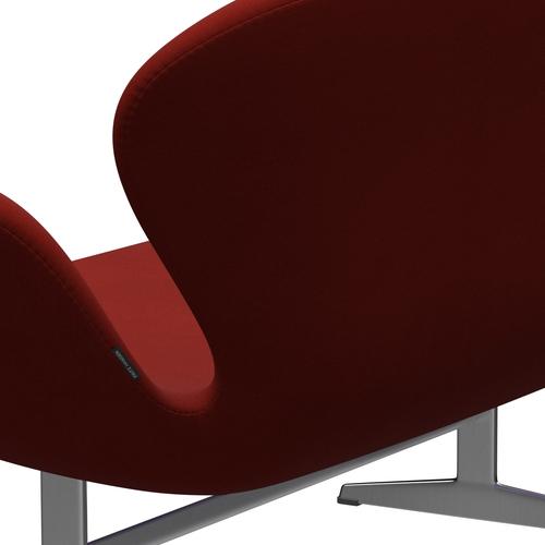 Fritz Hansen Swan Sofa 2 Seater, Satin Brushed Aluminium/Comfort Rust Red (00028)