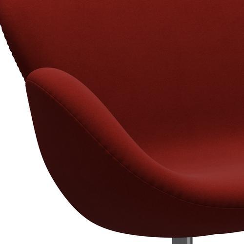 Fritz Hansen Swan Sofa 2 Seater, Satin Brushed Aluminium/Comfort Rust Red (00028)