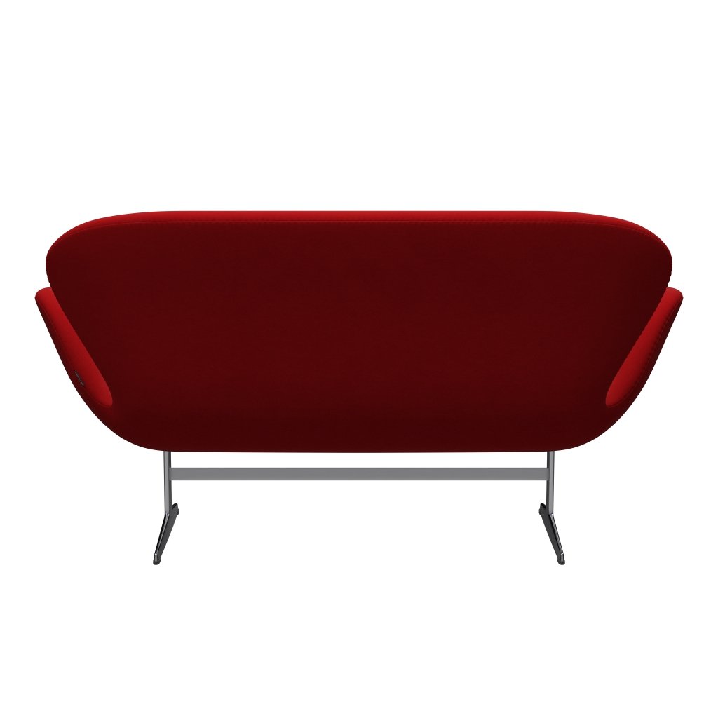 Fritz Hansen Swan Sofa 2 Seater, Satin Brushed Aluminium/Comfort Red (01414)