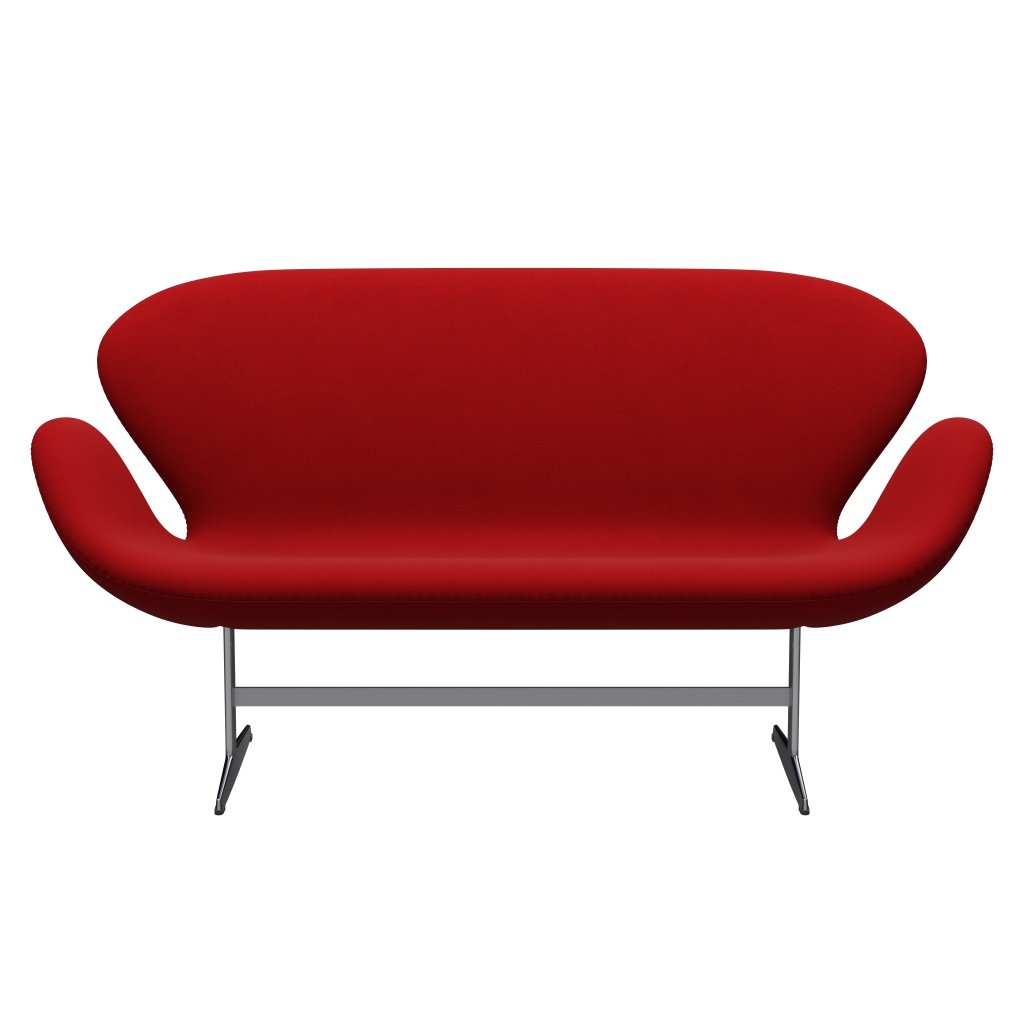 Fritz Hansen Swan Sofa 2 osobę, satynowe szczotkowane aluminium/komfort czerwony (01414)