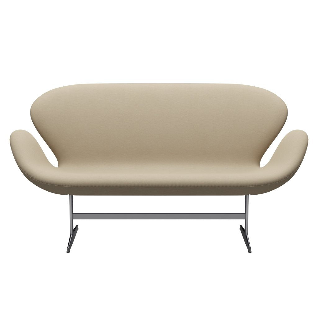 Fritz Hansen Swan Sofa 2 Seater, Satin Brushed Aluminium/Comfort Sand Light (61002)