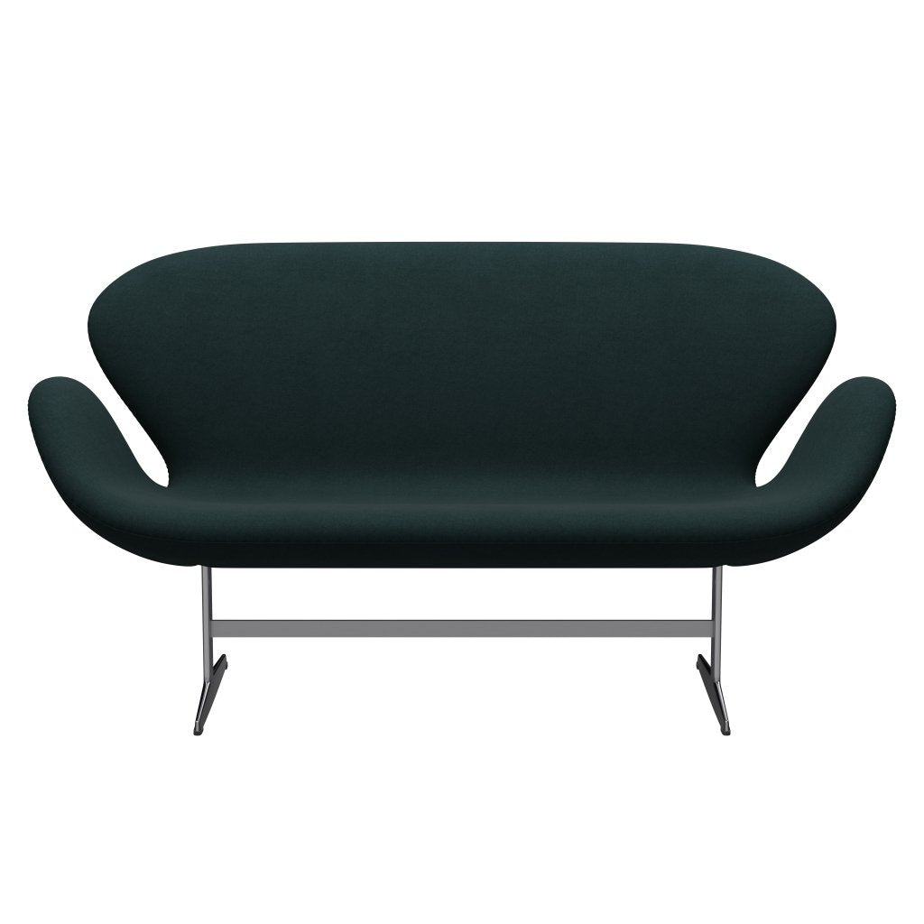 Fritz Hansen Swan Sofa 2, satynowy szczotkowany aluminium/Divina Dark Green (886)