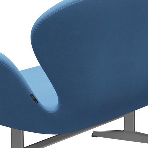 Fritz Hansen Swan Sofa 2 Seater, Satin Brushed Aluminium/Divina Light Blue (712)