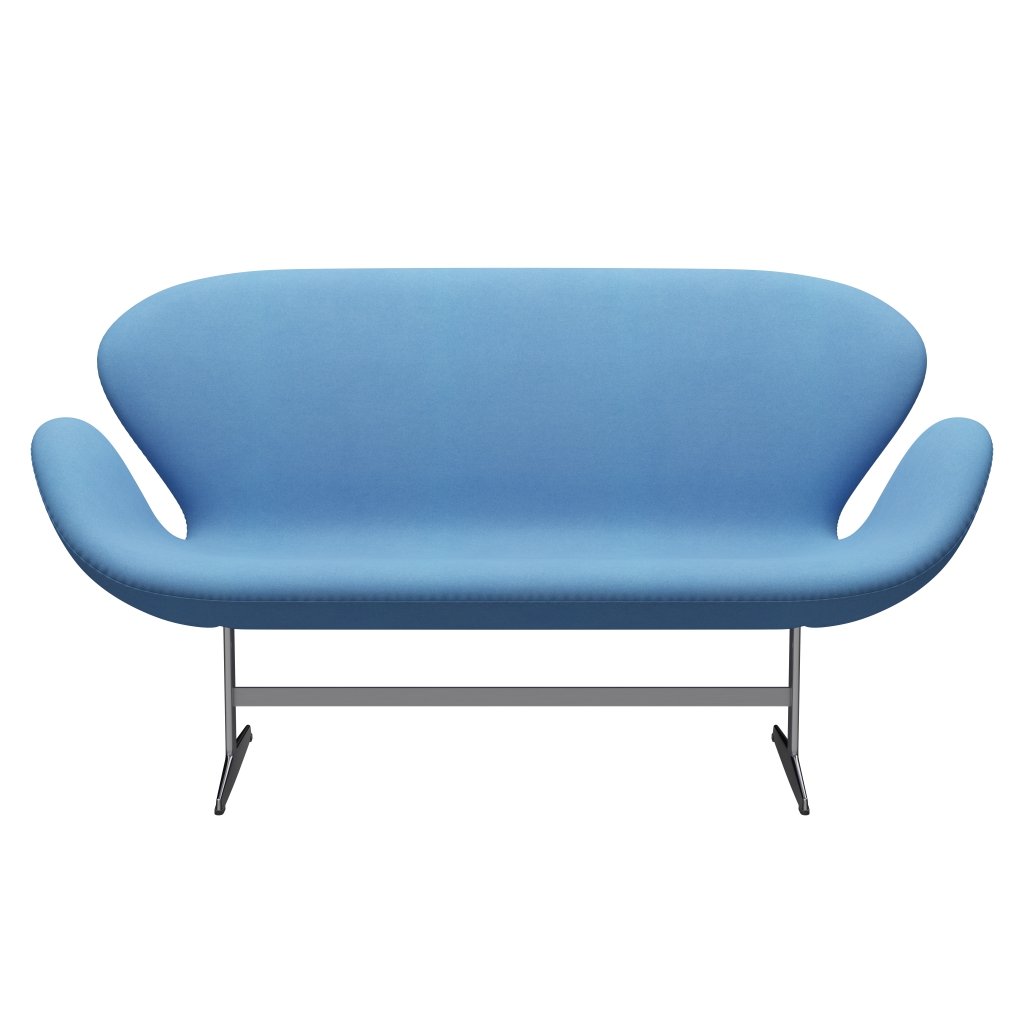 Fritz Hansen Swan Sofa 2, satynowy szczotkowany aluminium/Divina jasnoniebieski (712)