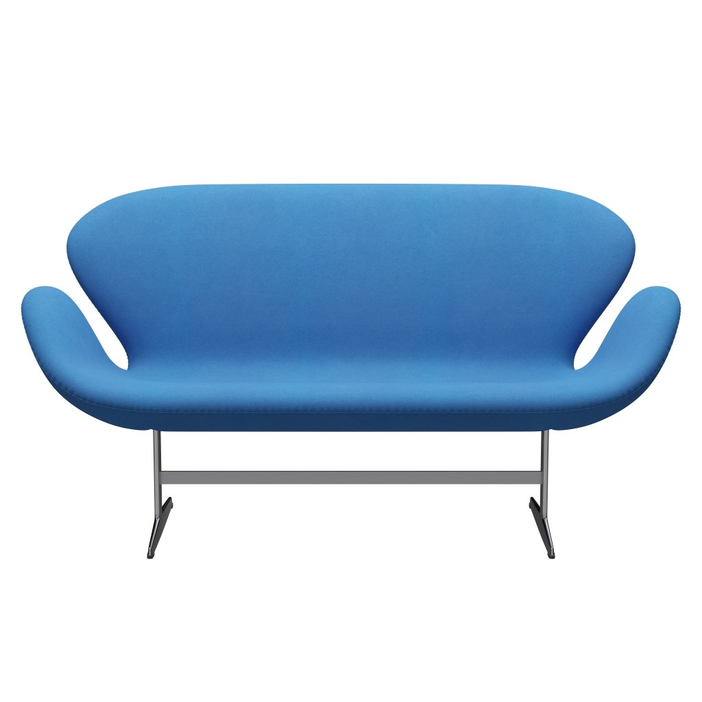 Fritz Hansen Swan Sofa 2, satynowy szczotkowany aluminium/Divina jasnoniebieski (742)