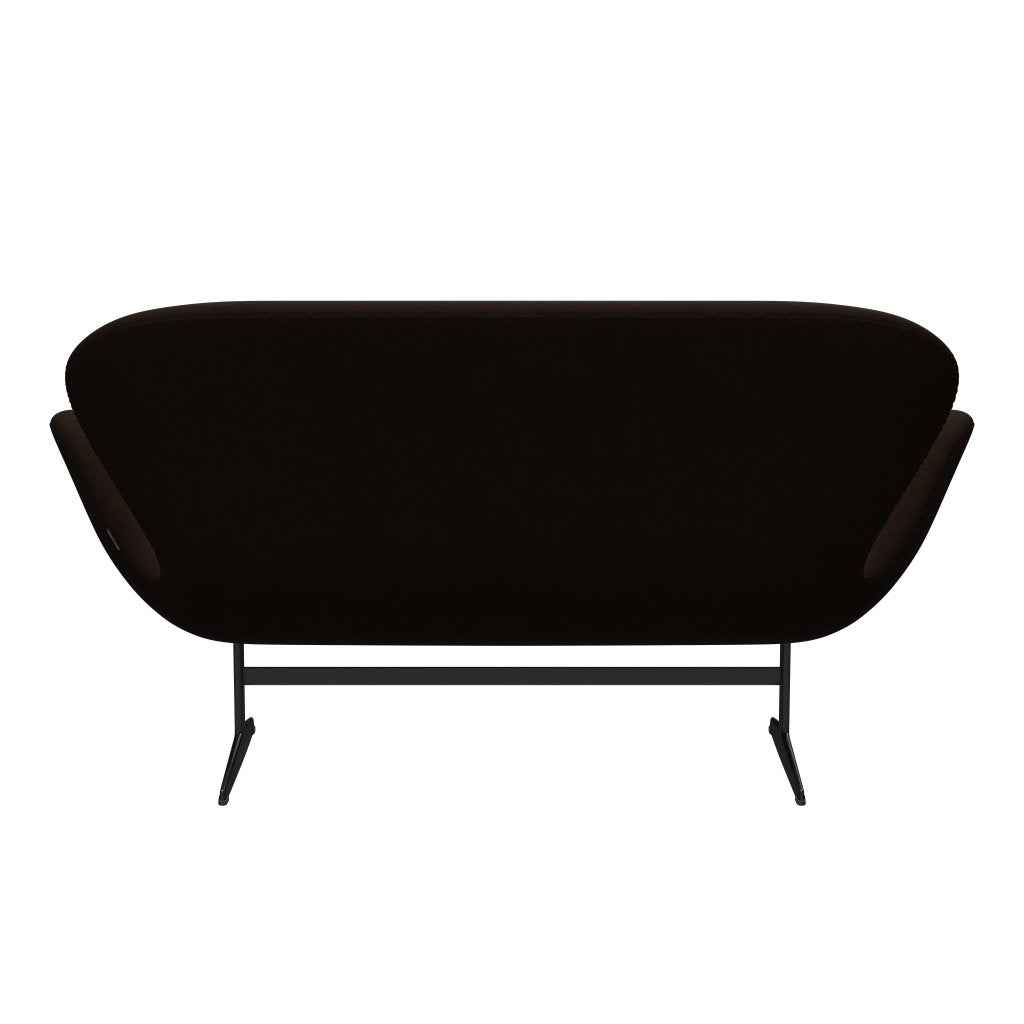 Fritz Hansen Swan Sofa 2 Seater, Black Lacquered/Comfort Brown (01566)