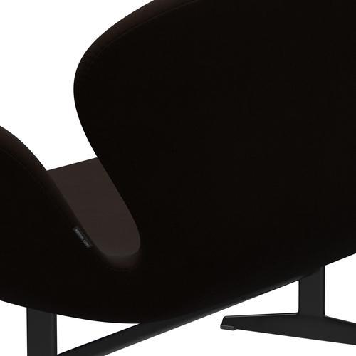 Fritz Hansen Swan Sofa 2 osobę, czarny lakier/komfort brązowy (01566)