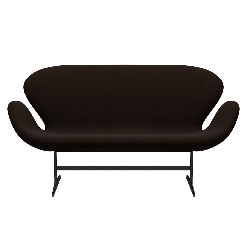 Fritz Hansen Swan Sofa 2 osobę, czarny lakier/komfort brązowy (01566)