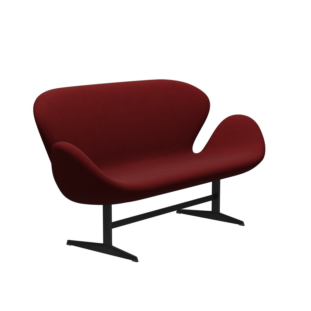 Fritz Hansen Swan Sofa 2 Seater, Black Lacquered/Comfort Dark Red (01153)