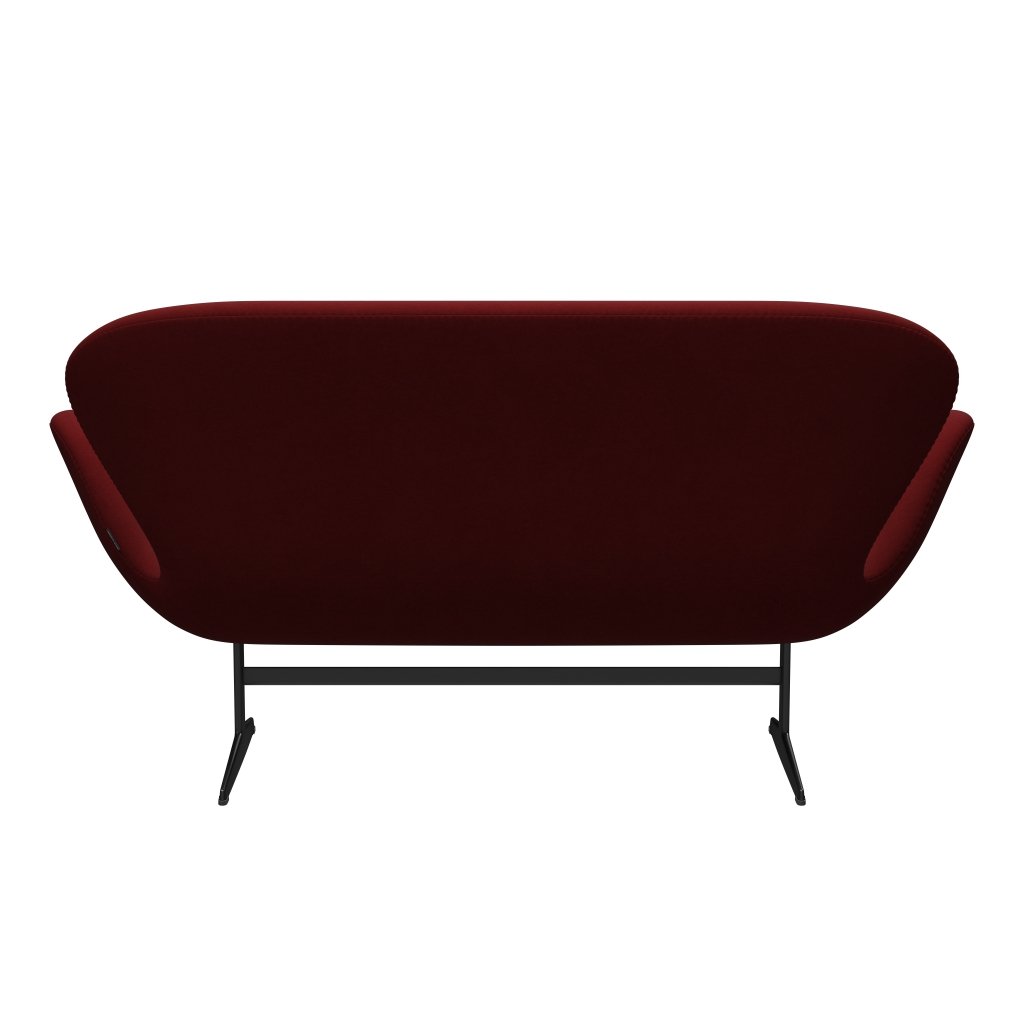 Fritz Hansen Swan Sofa 2 osobę, czarny lakier/komfort ciemnoczerwony (01153)