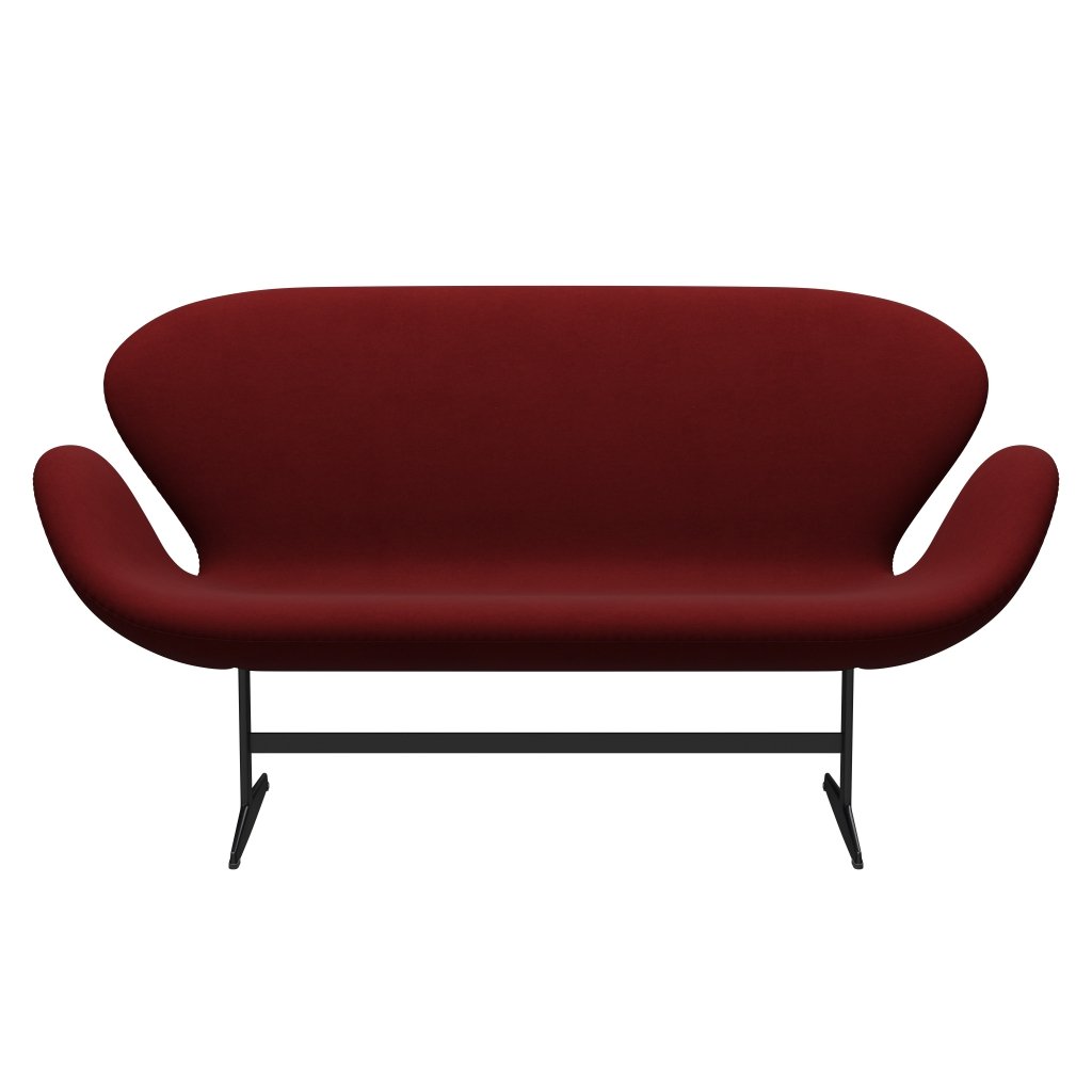 Fritz Hansen Swan Sofa 2 osobę, czarny lakier/komfort ciemnoczerwony (01153)