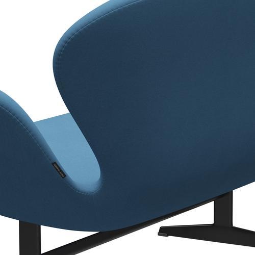 Fritz Hansen Swan Sofa 2 Seater, Black Lacquered/Comfort Light Blue (01124)