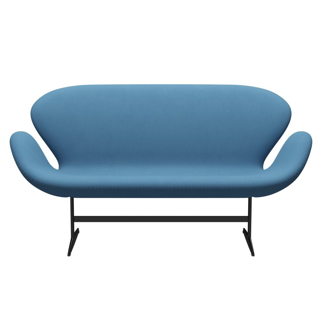 Fritz Hansen Swan Sofa 2 osobę, czarny lakier/komfort jasnoniebieski (01124)