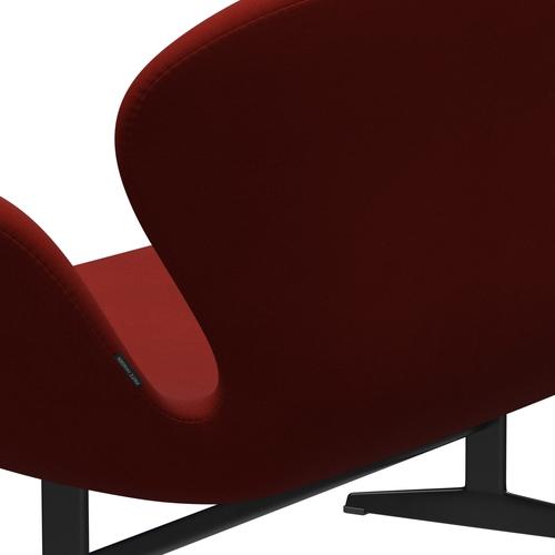 Fritz Hansen Swan Sofa 2 Seater, Black Lacquered/Comfort Rust Red (00028)