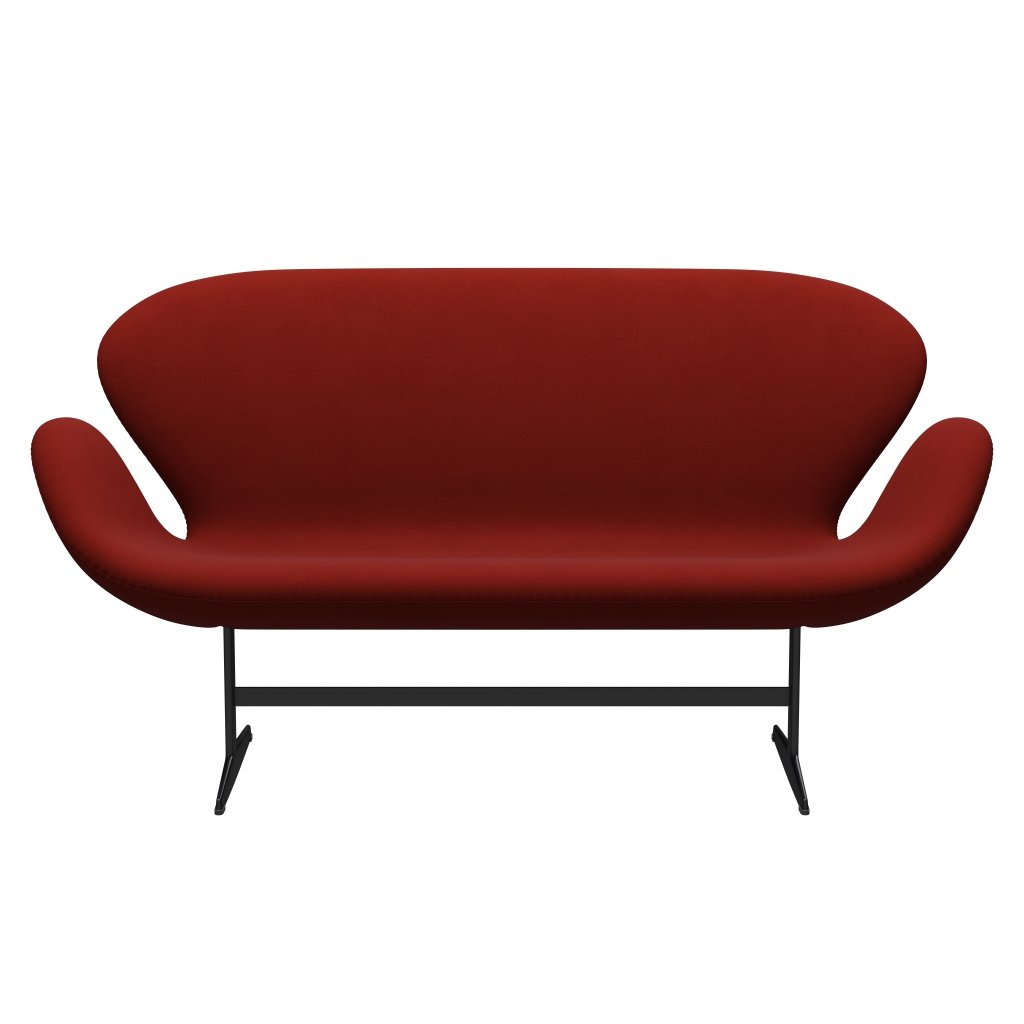 Fritz Hansen Swan Sofa 2 Seater, Black Lacquered/Comfort Rust Red (00028)