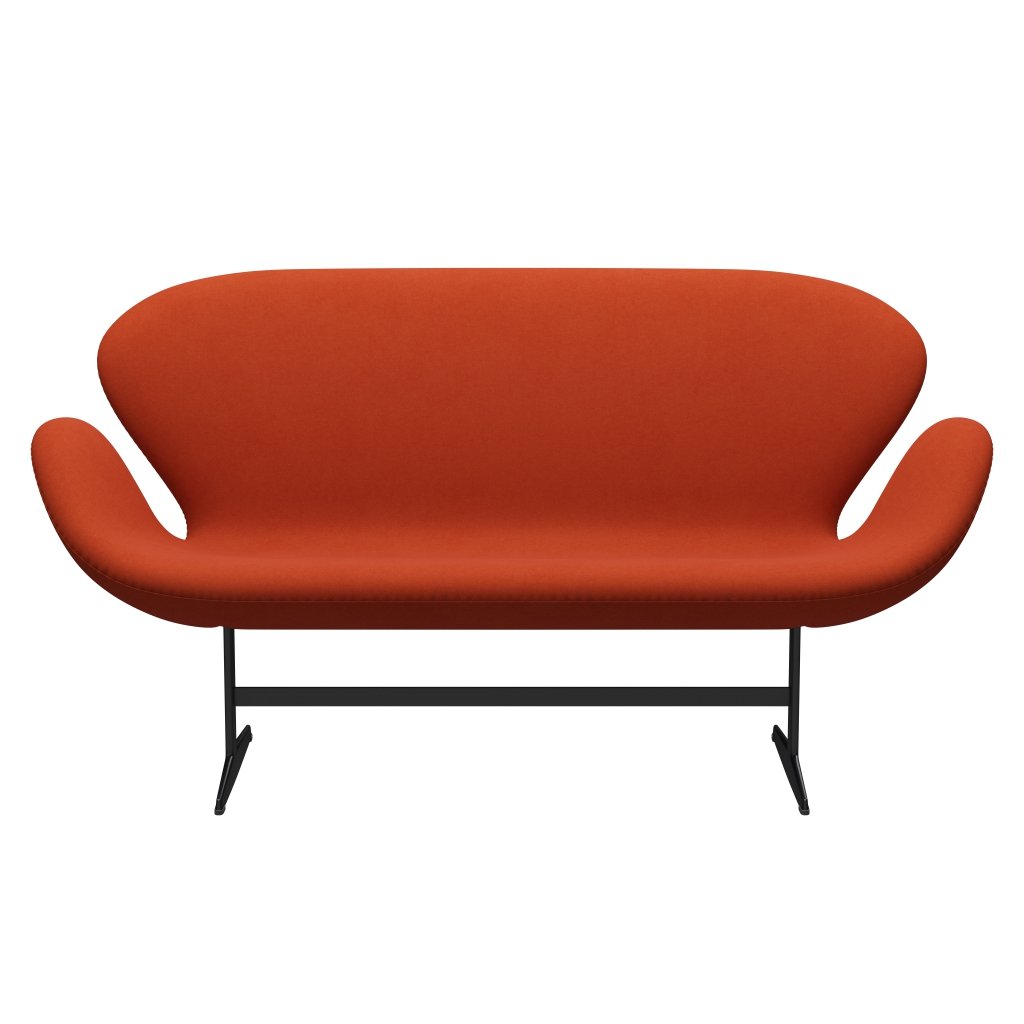 Fritz Hansen Swan Sofa 2 Seater, Black Lacquered/Comfort Rust Red (09055)