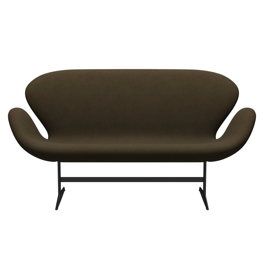 Fritz Hansen Swan Sofa 2 osobę, czarny lakier/Divina Brown (984)