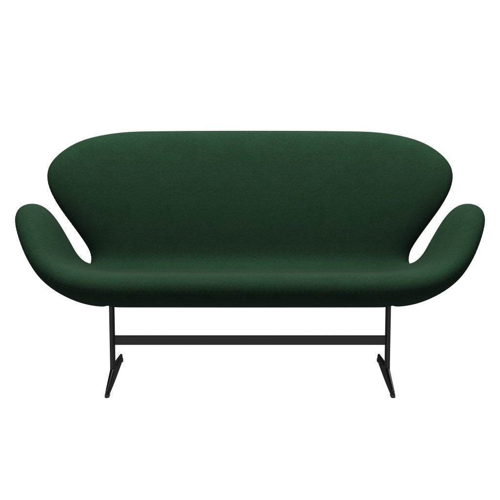 Fritz Hansen Swan Sofa 2 osobę, czarny lakier/Divina Dark Green (876)