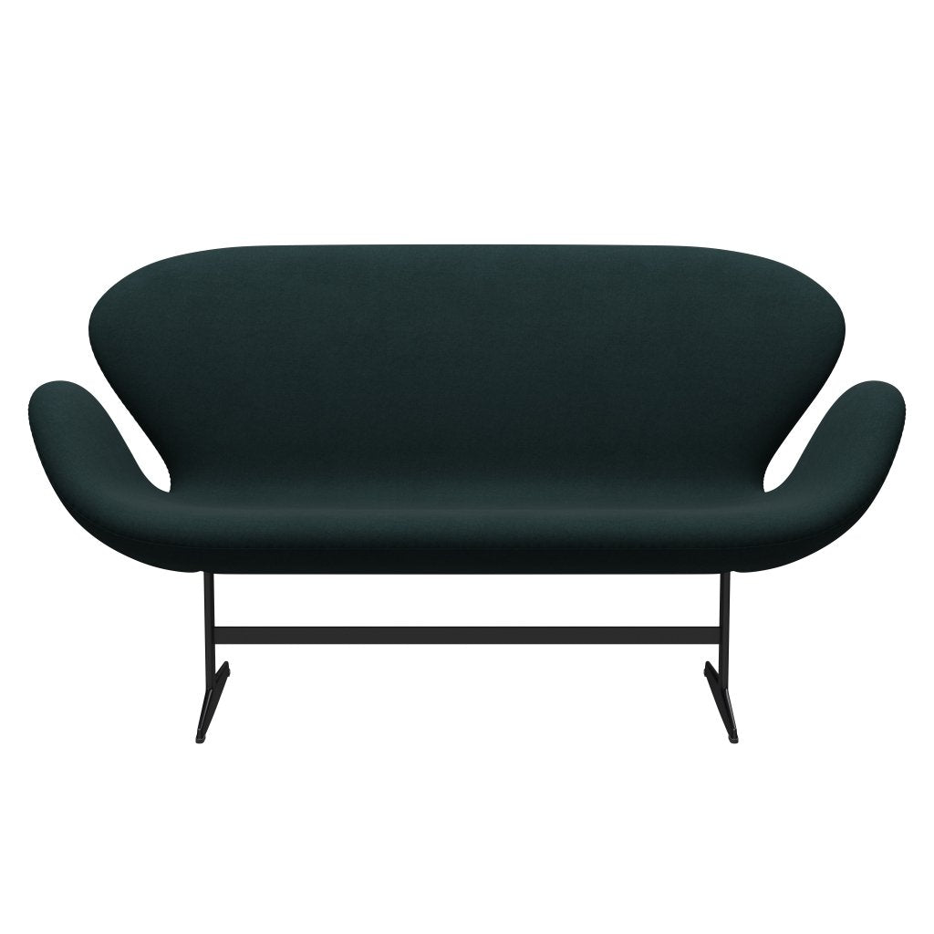 Fritz Hansen Swan Sofa 2 Seater, Black Lacquered/Divina Dark Green (886)