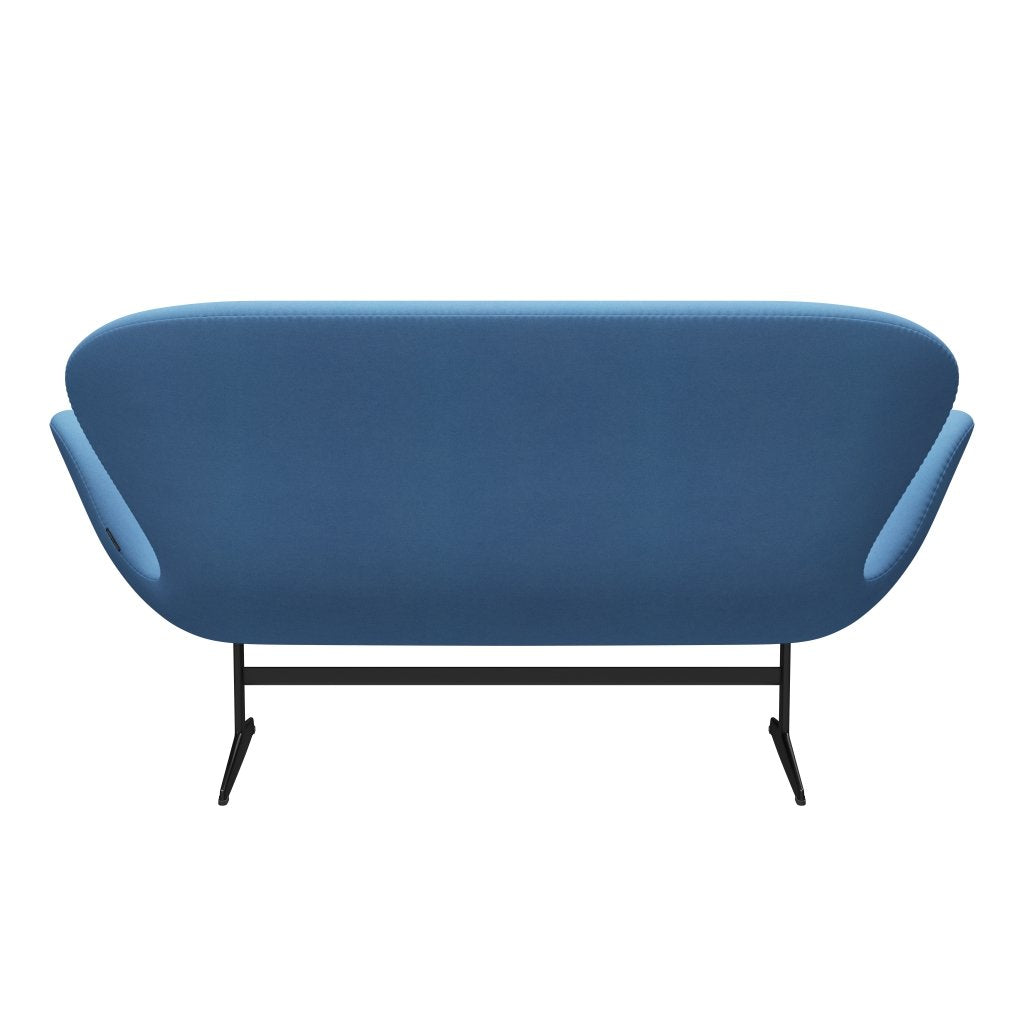 Fritz Hansen Swan Sofa 2 osobę, czarny lakier/Divina jasnoniebieski (712)