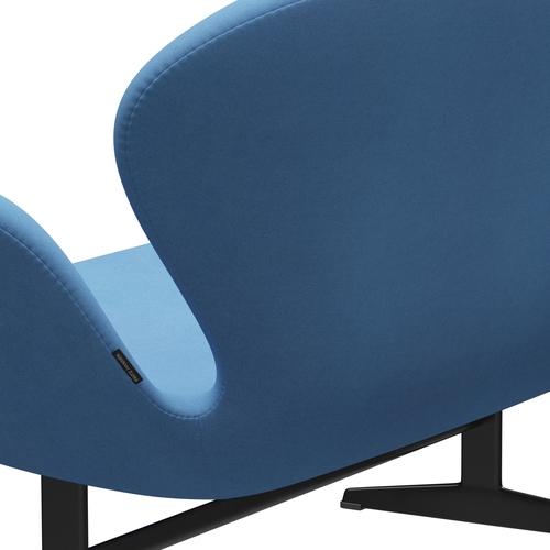 Fritz Hansen Swan Sofa 2 osobę, czarny lakier/Divina jasnoniebieski (712)