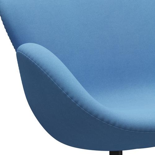 Fritz Hansen Swan Sofa 2 osobę, czarny lakier/Divina jasnoniebieski (712)