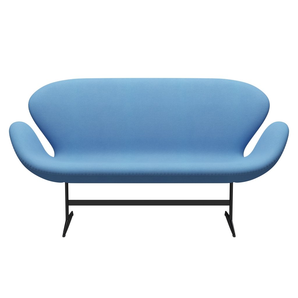 Fritz Hansen Swan Sofa 2 osobę, czarny lakier/Divina jasnoniebieski (712)