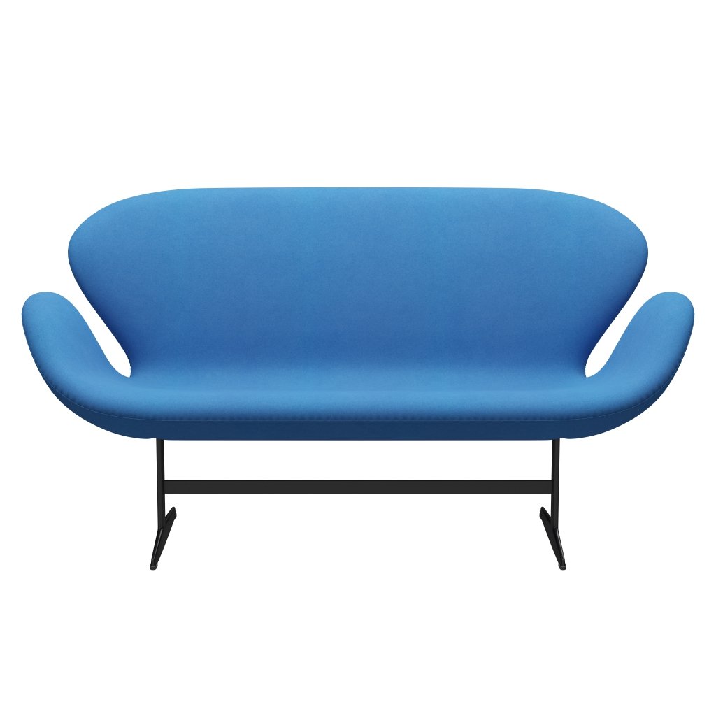 Fritz Hansen Swan Sofa 2 osobę, czarny lakier/Divina jasnoniebieski (742)