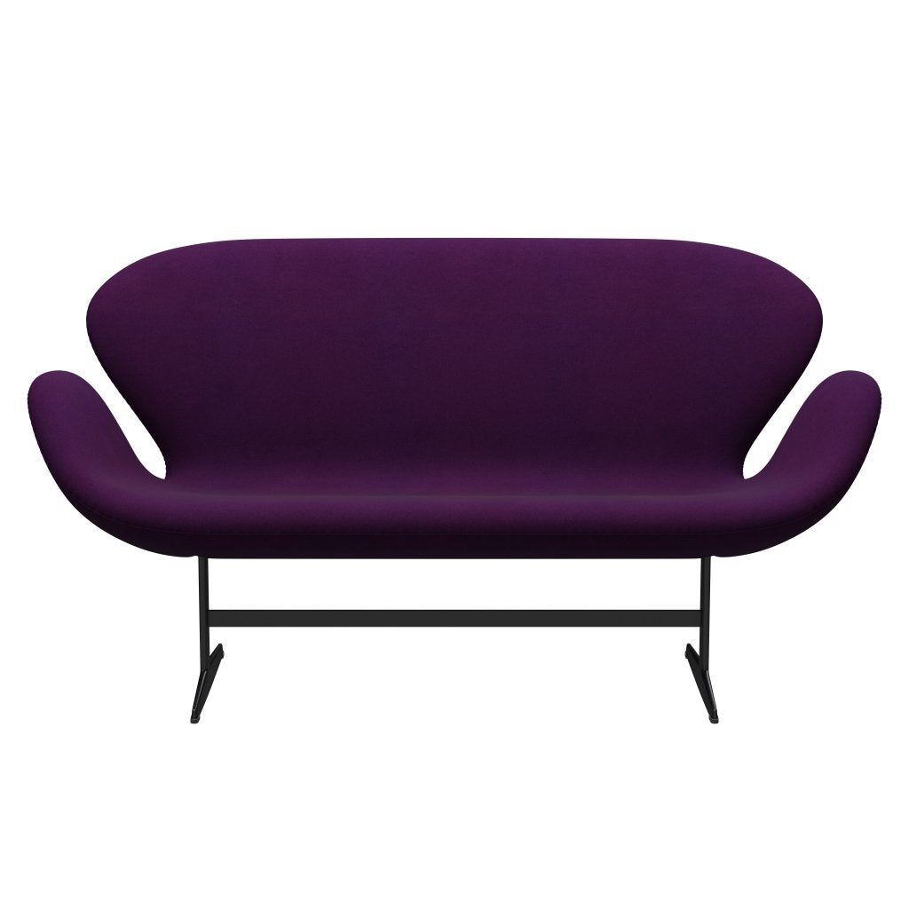 Fritz Hansen Swan Sofa 2 Seater, Black Lacquered/Divina Violet (696)