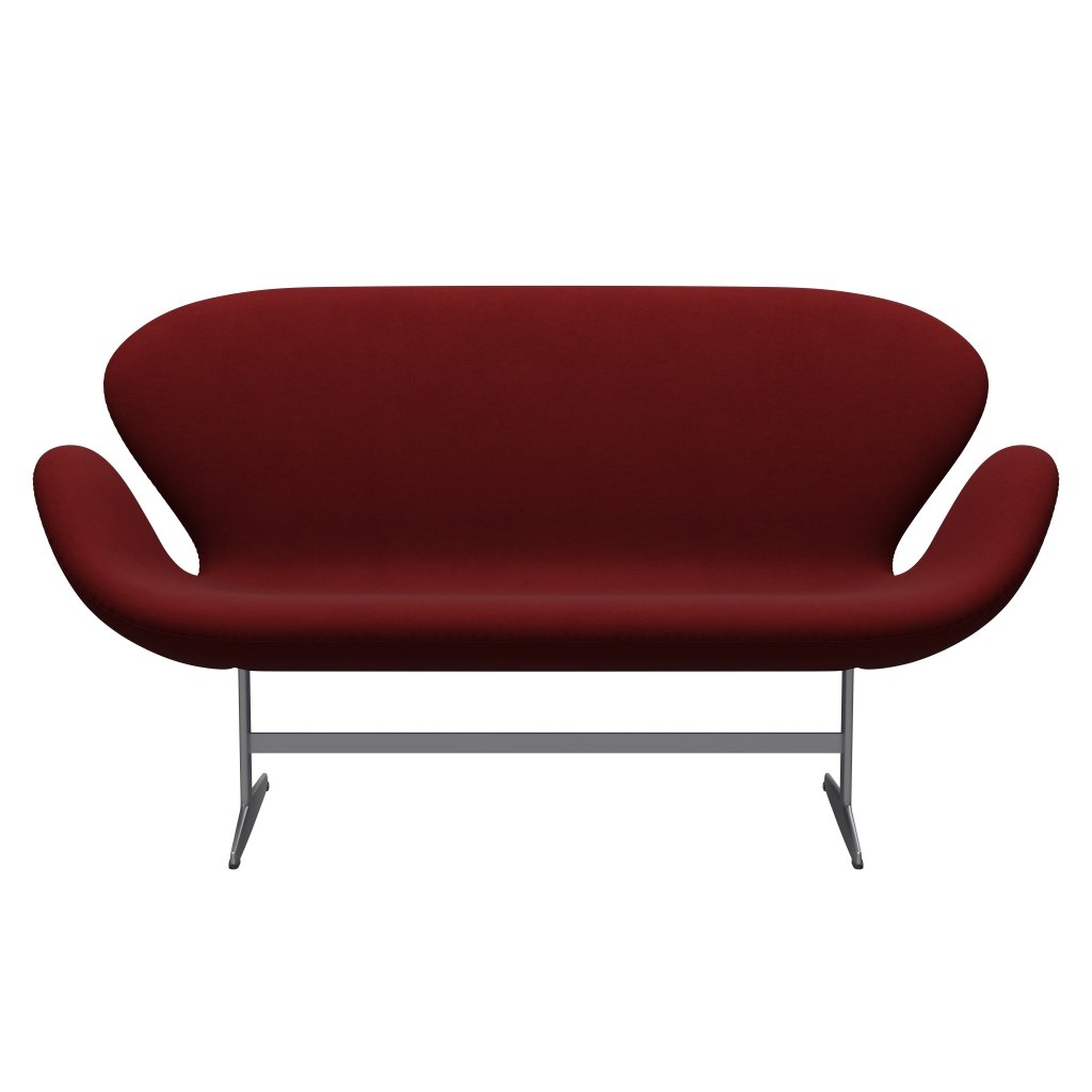 Fritz Hansen Swan Sofa 2 osobę, srebrny szary/komfort ciemnoczerwony (01153)