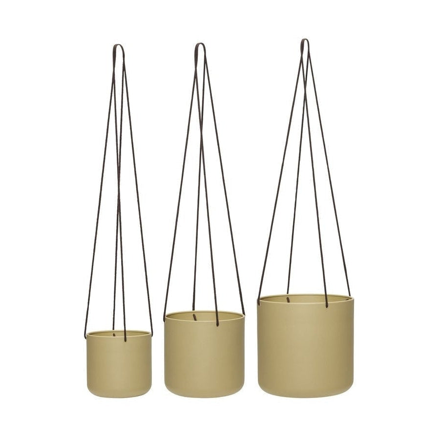 Hübsch Bloom Hanging Pots Set With 3 Large, Beige