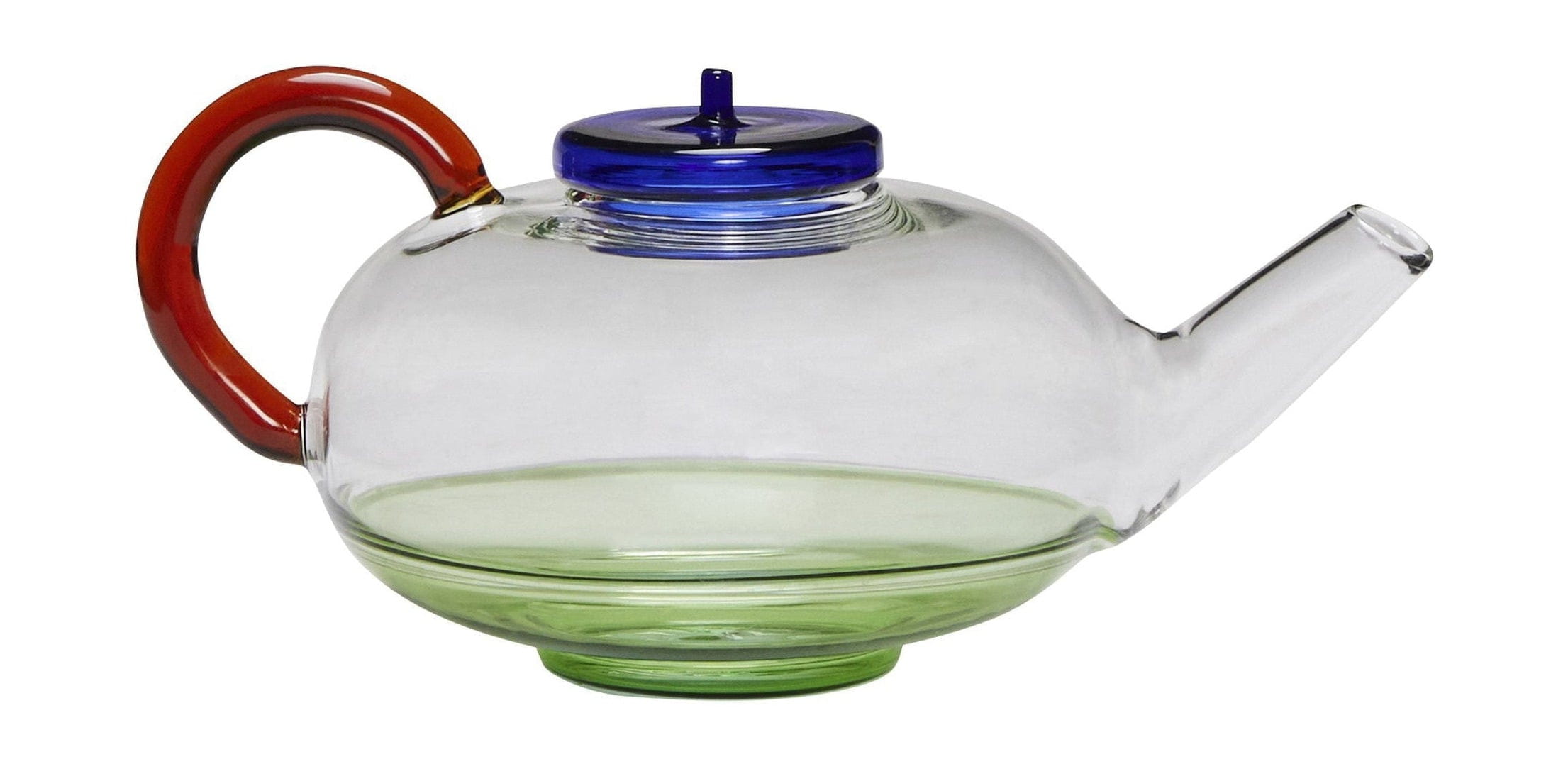 Hübsch No Rush Teapot, Blue/Clear/Green/Amber