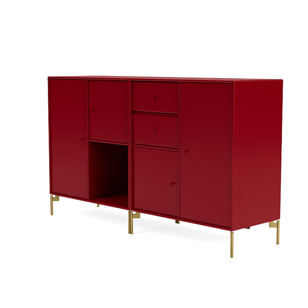 Montana Couple Sideboard With Legs, Beetroot/Brass